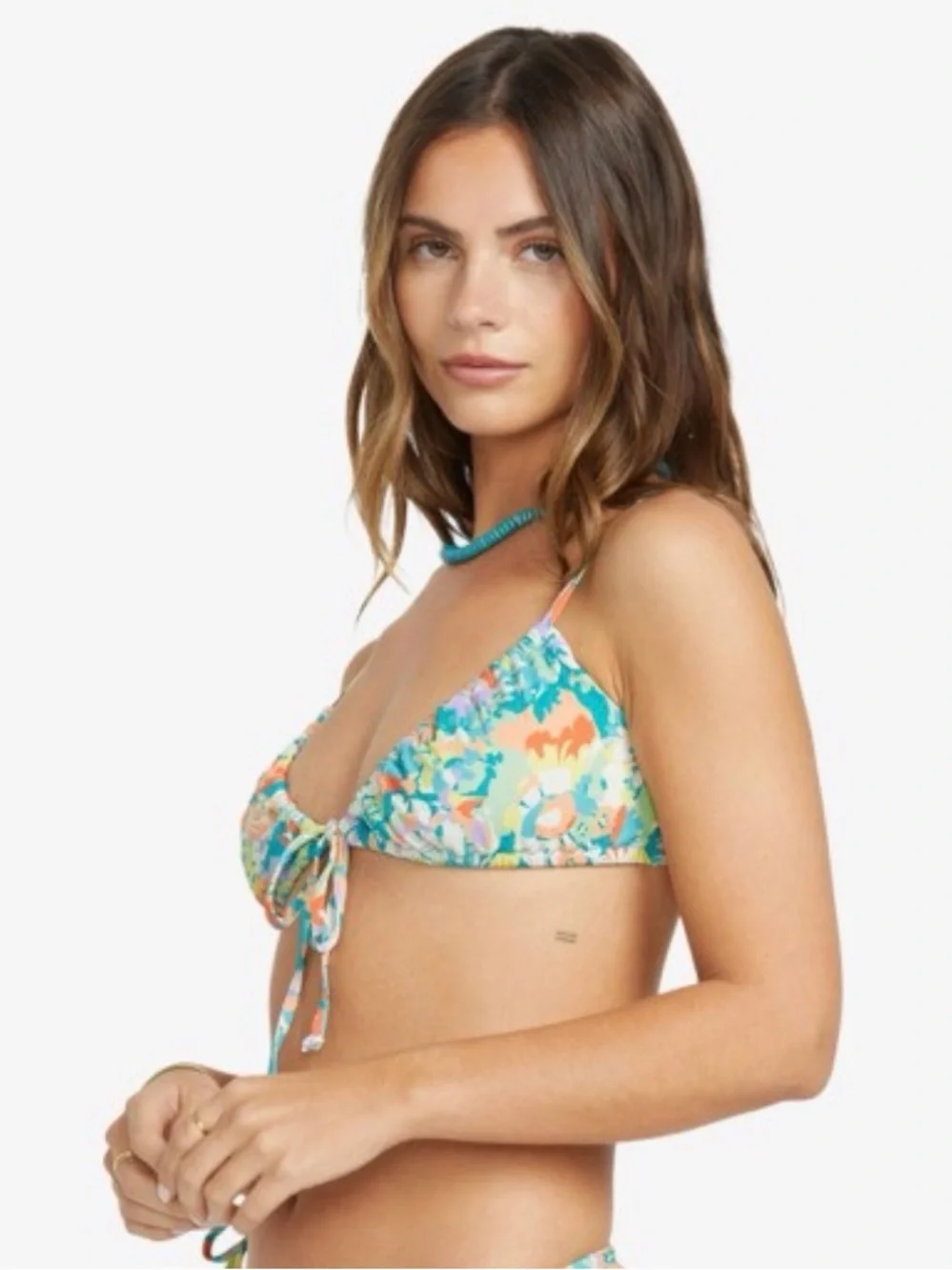 Billabong Sweet Waves Pink and White Floral Ribbed Bikini Set